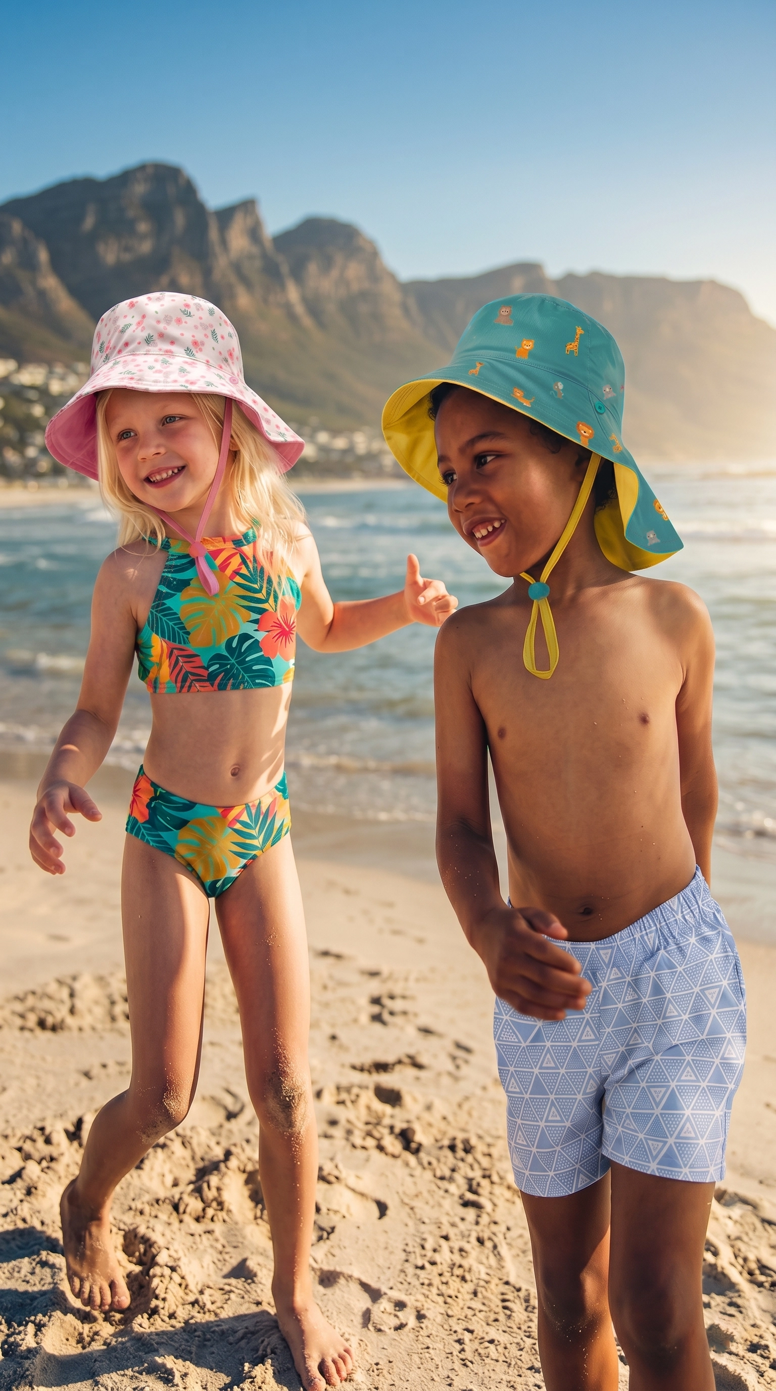 Phuket UV Korumalı Çift Yönlü Çocuk Şapkası Yeşil Sarı