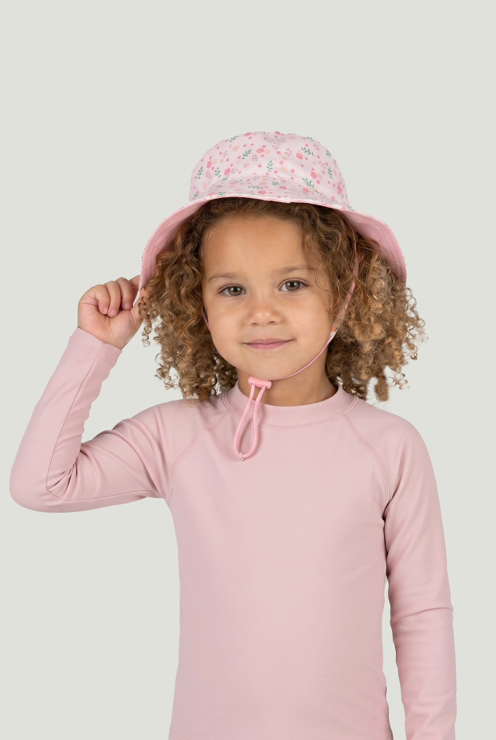Phuket UV Korumalı Çift Yönlü Çocuk Şapkası Pembe Beyaz