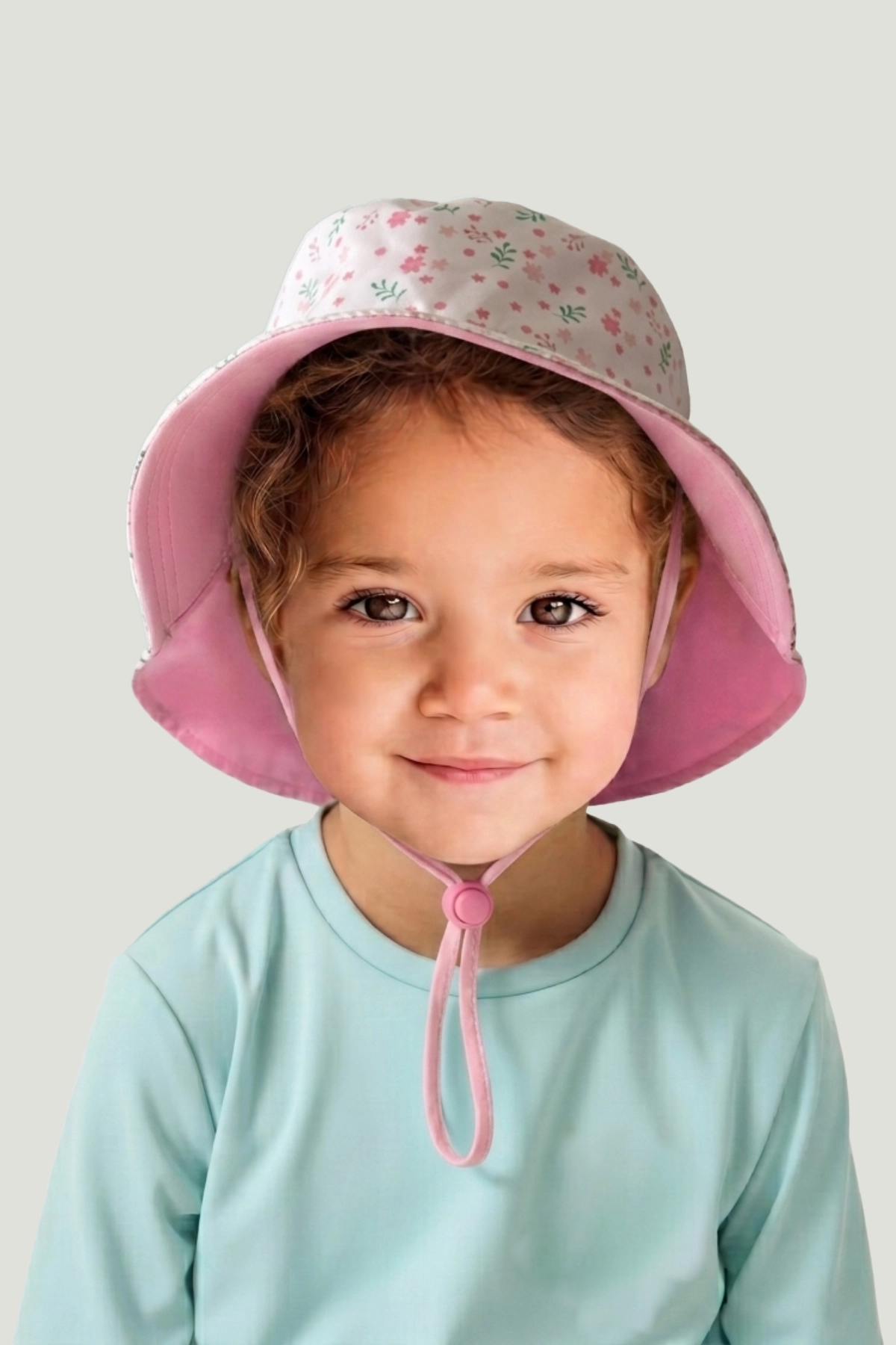 Phuket UV Korumalı Çift Yönlü Çocuk Şapkası Pembe Beyaz